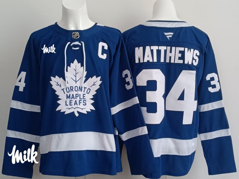 Men 2025 Toronto Maple Leafs #34 Matthews Blue Fanatics Home Premium NHL Jersey style 7